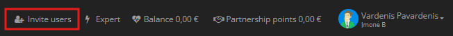 Invitation button to add company users